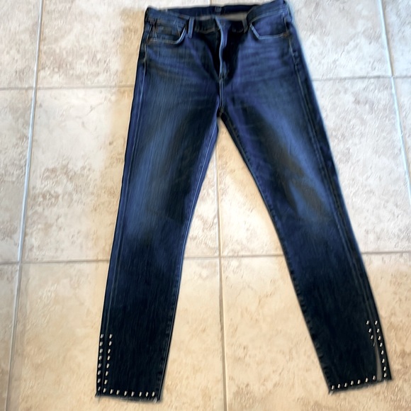Citizen of Humanity jeans with studded slit around bottom of legs. - Picture 1 of 8